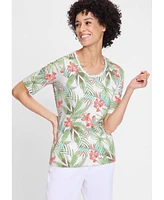 Olsen Women's Tropical Print T-Shirt