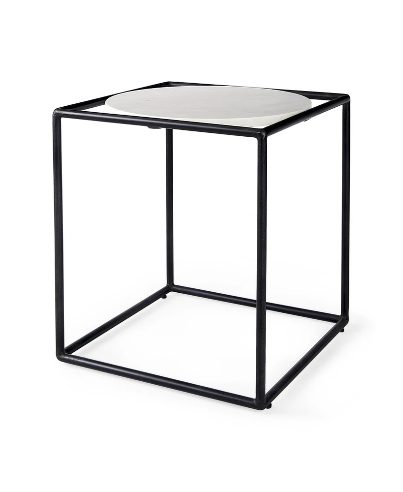 Marble Round End Table for Living Room or Bedroom Decor