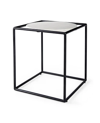 Marble Round End Table for Living Room or Bedroom Decor