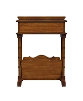 Solid & Manufactured Wood Side Table with Storage Drawer and Magazine Holder