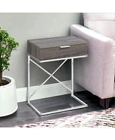 Industrial Wood and Metal End Table with Drawer – Perfect for Living Room or Bedroom