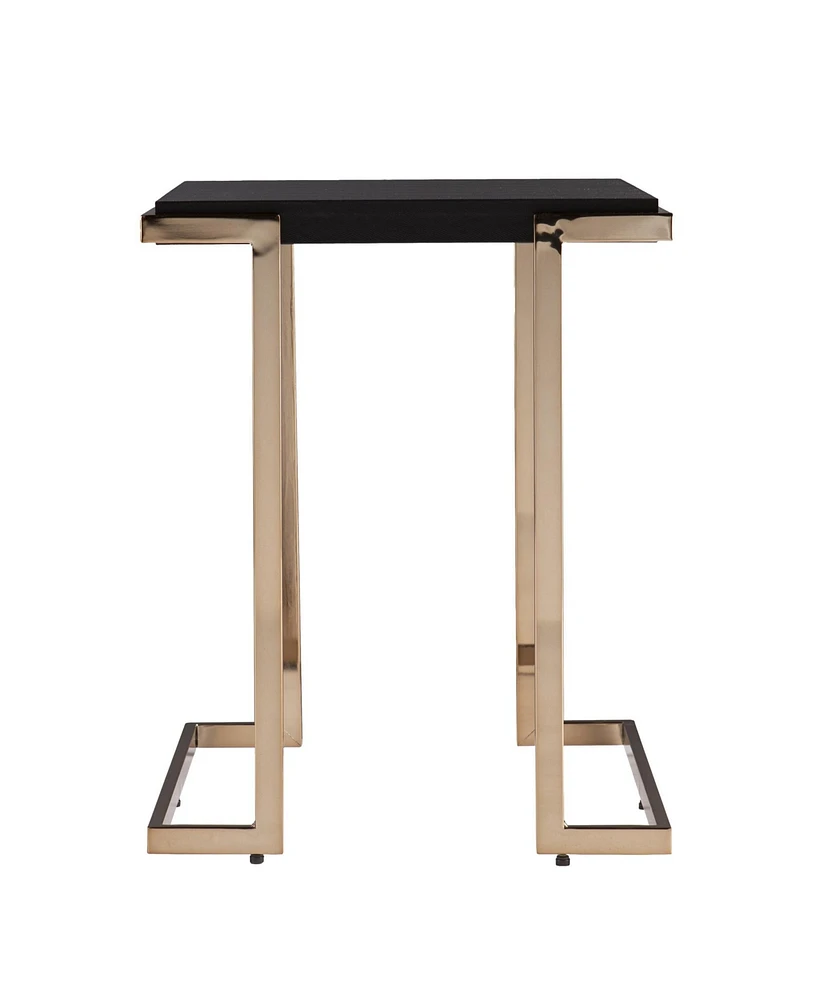 24" Black Geometric Metal Square End Table