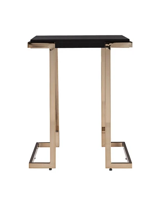 24" Black Geometric Metal Square End Table