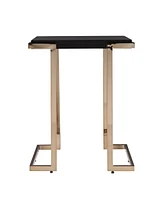 24" Black Geometric Metal Square End Table