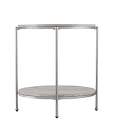 24" Chrome Manufactured Wood And Iron Rectangular End Table With Shelf