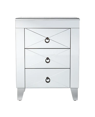 26" Silver End Table With Three Drawers