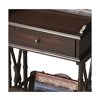 24" Black Solid and Manufactured Wood End Table With Drawer And Shelf With Magazine Holder