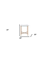 Contemporary Glass and Metal Round End Table with Elegant Finish