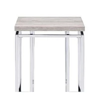 Modern Square End Table – Metal Base with Wood Finish