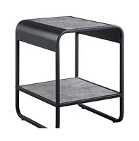 Contemporary Rectangular End Table with Metal Frame and Storage Shelf