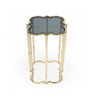 24" Gold And Black Glass Free Form End Table