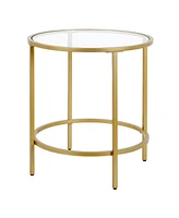 Tempered Glass Round Side Table with Stainless Steel Base – Contemporary Design