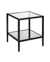 Mirrored Glass and Steel Square End Table with Shelf – Luxurious and Functional