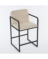 Set of 2 Modern Counter Height Bar Stools with Metal Frame Armrests and Upholstered Cushions for Kitchen Island Dining Room or Home Seating-The Po