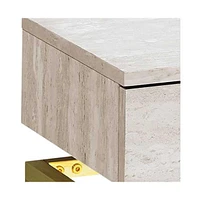 Wood and Metal End Table with Drawer – Industrial Style Accent Table for Living Room or Bedroom
