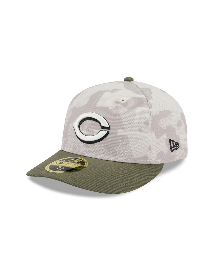 New Era Men's Light Beige/Olive Cincinnati Reds 2025 Armed Forces Day Low Profile 59FIFTY Fitted Hat