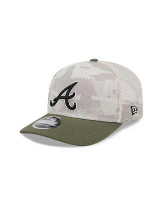 New Era Men's Light Beige/Olive Atlanta Braves 2025 Armed Forces Day 9SEVENTY Adjustable Hat