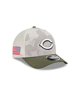 New Era Men's Light Beige/Olive Cincinnati Reds 2025 Armed Forces Day 9FORTY M-Crown A-Frame Adjustable Hat