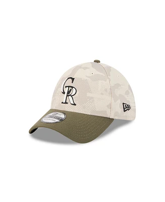 New Era Men's Light Beige/Olive Colorado Rockies 2025 Armed Forces Day 39THIRTY Flex Hat