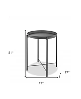 Modern Aluminum Round Accent Table – Perfect for Small Spaces