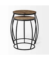Pair of Round Solid Wood Side Tables – Rustic Charm for Any Space
