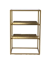 Rectangular End Table with Two Shelves for Living Room or Bedroom Storage