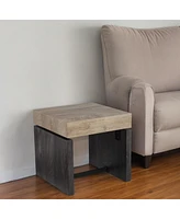 20" Natural Wood Manufactured Wood And Iron Square End Table