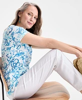 Style & Co Women's Printed Scoop-Neck Short-Sleeve Top, Exclusively at Macy's