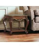 Solid Hardwood Square End Table with Bottom Display Shelf