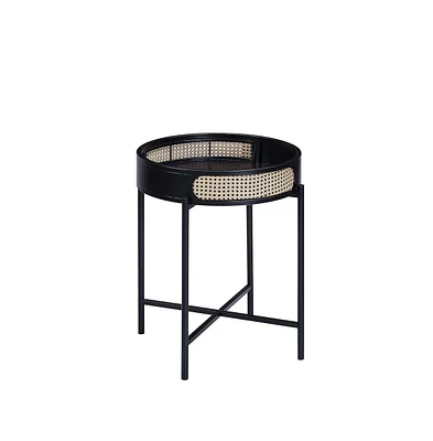 24" Black Melamine Veneer And Manufactured Wood Round End Table
