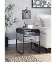 Square Wood and Metal End Table with Storage Drawer and Shelf
