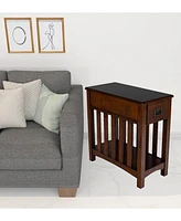 Contemporary Rectangular Side Table with Drawer & Display Shelf