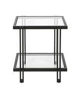 Glass and Steel End Table with Storage Shelf – Ideal for Modern Interiors