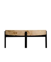 22" Industrial Round End Table Wood Top and Black Metal Legs