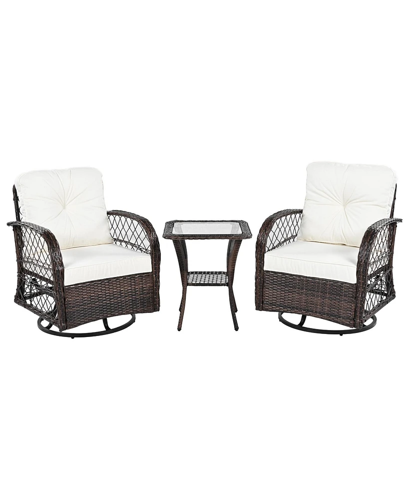 Mondawe 3-piece Outdoor Chair&Table Set Chat 2-person Rattan Seating Group