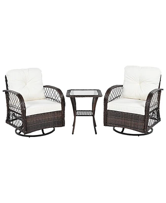 Mondawe 3-piece Outdoor Chair&Table Set Chat 2-person Rattan Seating Group