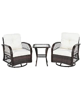 Mondawe 3-piece Outdoor Chair&Table Set Chat 2-person Rattan Seating Group