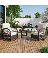 Mondawe 3-piece Outdoor Chair&Table Set Chat 2-person Rattan Seating Group
