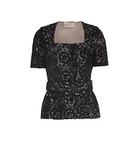 Etcetera Women's Black Floral Lace Jacket Ranunculus