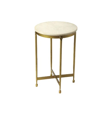Round End Table with Faux Marble Top – Chic Living Room Accent