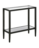 Modern Glass and Steel Mirrored End Table with Storage Shelf – Chic Side Table