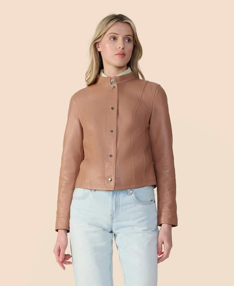 Furniq Uk Women's Leather Bomber Jacket, Created for Macy s