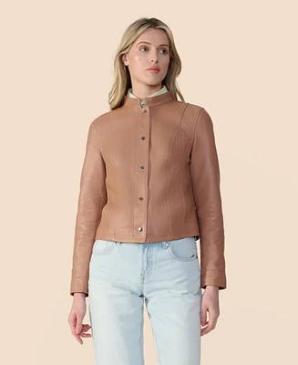 Furniq Uk Women's Leather Bomber Jacket, Created for Macy s