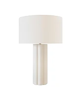 Becca Led Geometric Pillar Table Lamp with Cream Fabric Shade, Bulb Included (24")