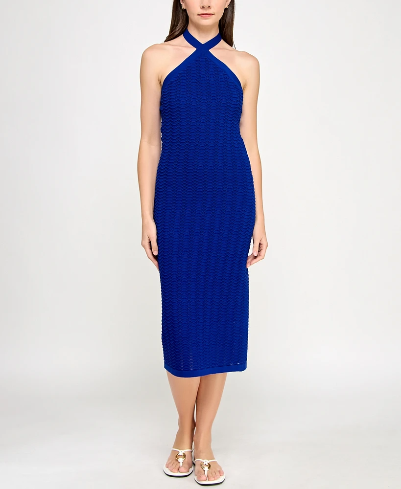 Invitee Juniors' Halter Sleeveless Crochet Midi Dress