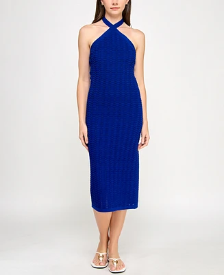 Invitee Juniors' Halter Sleeveless Crochet Midi Dress