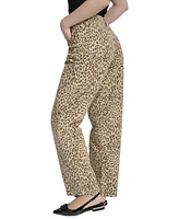 Dkny Jeans Women's Animal Print High Rise Straight-Leg Cotton - L91