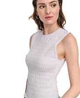 Dkny Jeans Women's Crewneck Smocked Sleeveless Top