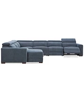 Nevio -Pc. Fabric Power Headrest Sectional with 1 Motion Chair