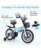 16 Inch Kids Bike Adjustable with Storage Basket and Double Brake for 4-8 Years Old